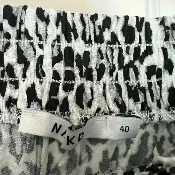 NA-KD Leopard Cheetah Midi Skirt high elastic waist flowy fit white leo print - Picture 8 of 10
